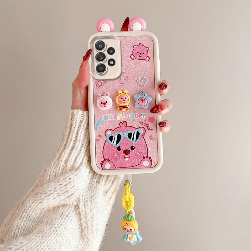 KEYSION Cute Ear 3D Cartoon Case for Samsung A52 5G A52S 5G with Bracelet Soft Silicone Shockproof Phone Cover for Galaxy A32 4G