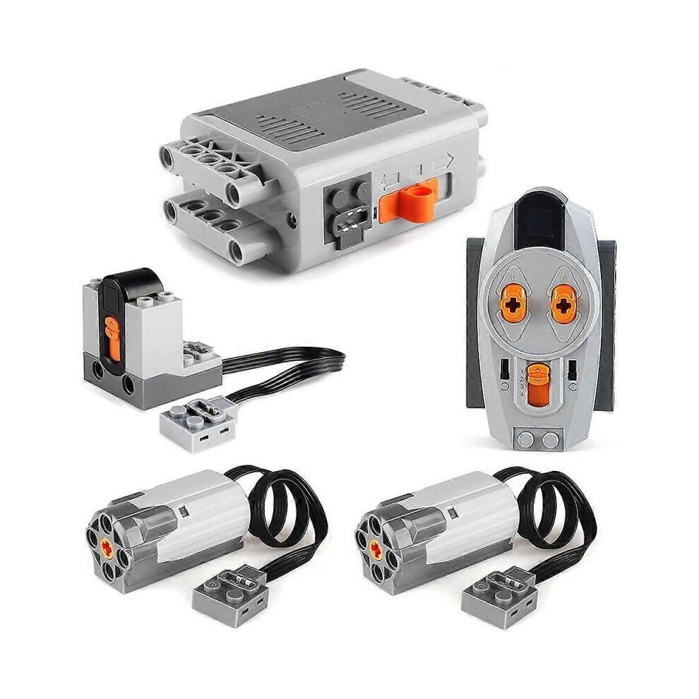 5pcs Power Function Motorized Building Blocks Power Kit 2 Medium Motors,1 Battery Box,1 IR Remote Control,1 Receiver