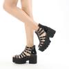 Fashionable Roman Style Hollow Out High Heel Sandals Women's Summer New Waterproof Platform Thick Heel Booties Slimming Effect
