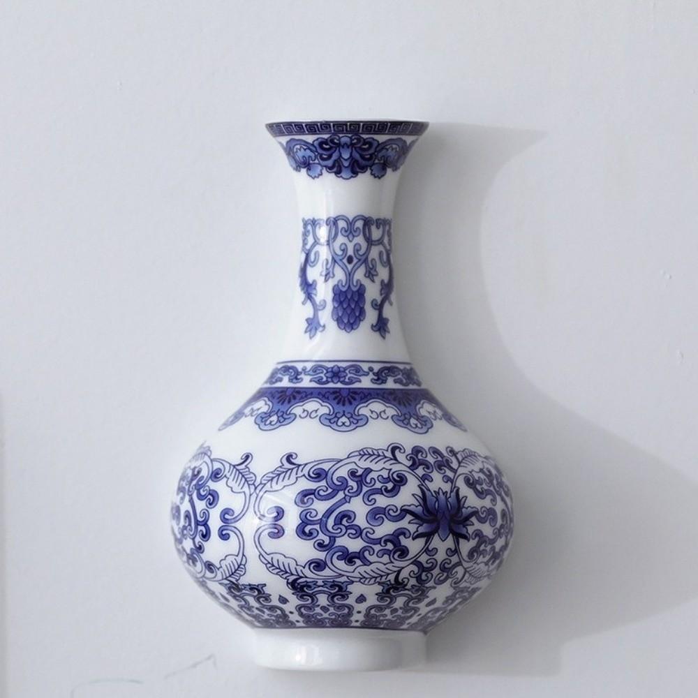 Antique Blue White Porcelain Wall Hanging Ceramic Vase Wall Hanging Vase  Living Room Decor