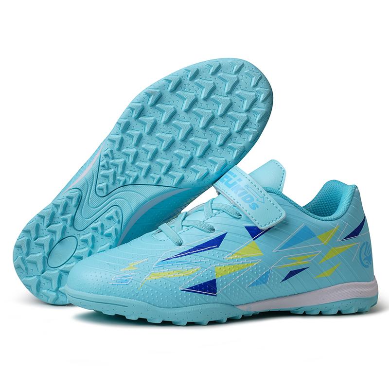 29-39 Kids Soccer Cleats Rubber Non-slip Velcro Lacing Artificial Turf Football Boots Outdoor Sports Training Football Shoes