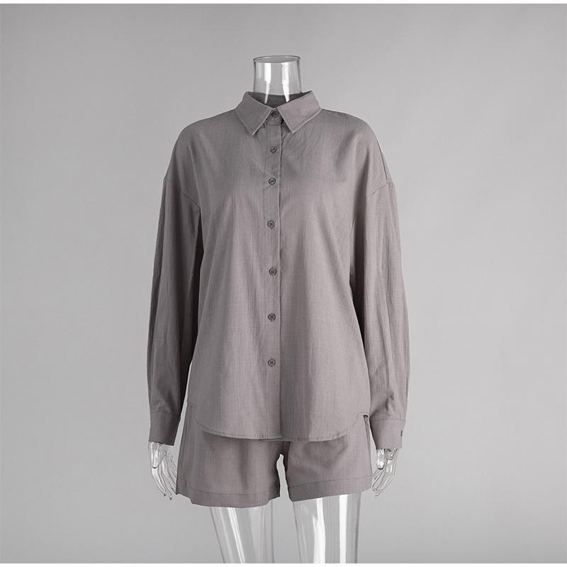 Модная свободная блузка с длинным рукавом и лацканами, комплект из 2 предметов, элегантный однотонный женский костюм со шнуровкой и брюками, новые женские наряды для отдыха на улице