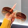 New Oversized Pilot Sunglasses Women High Quality Round Eyewear Big Frame One Piece Glasses Retro Classic Shades