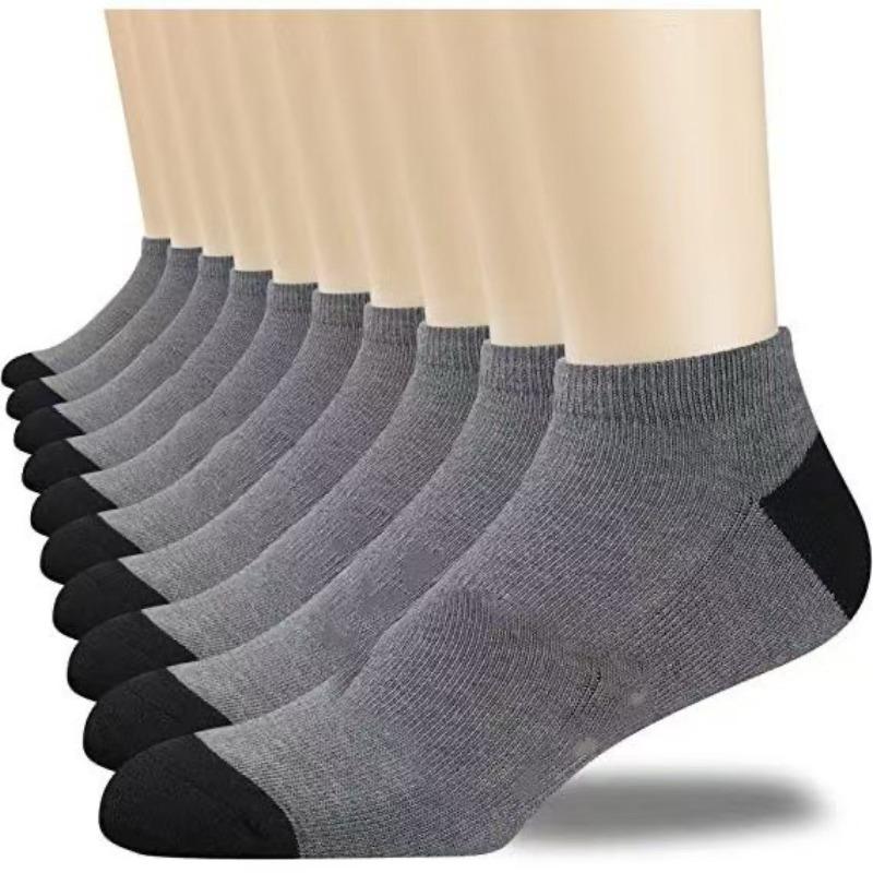 5/10 Pairs Colour Blocked Socks Summer Men's Resistant Sweat Wicking Short Cuff Socks Lightweight Casual Sports Socks All Season Low Cut Socks
