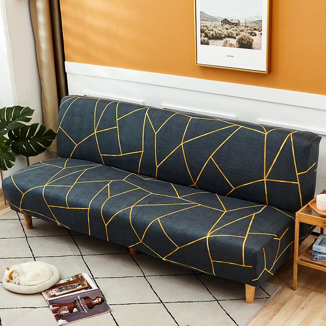 Складной чехол для дивана-кровати, чехлы для диванов, спандекс, эластичный эластичный материал, двойной чехол для сиденья, чехлы для гостиной, геометрический принт