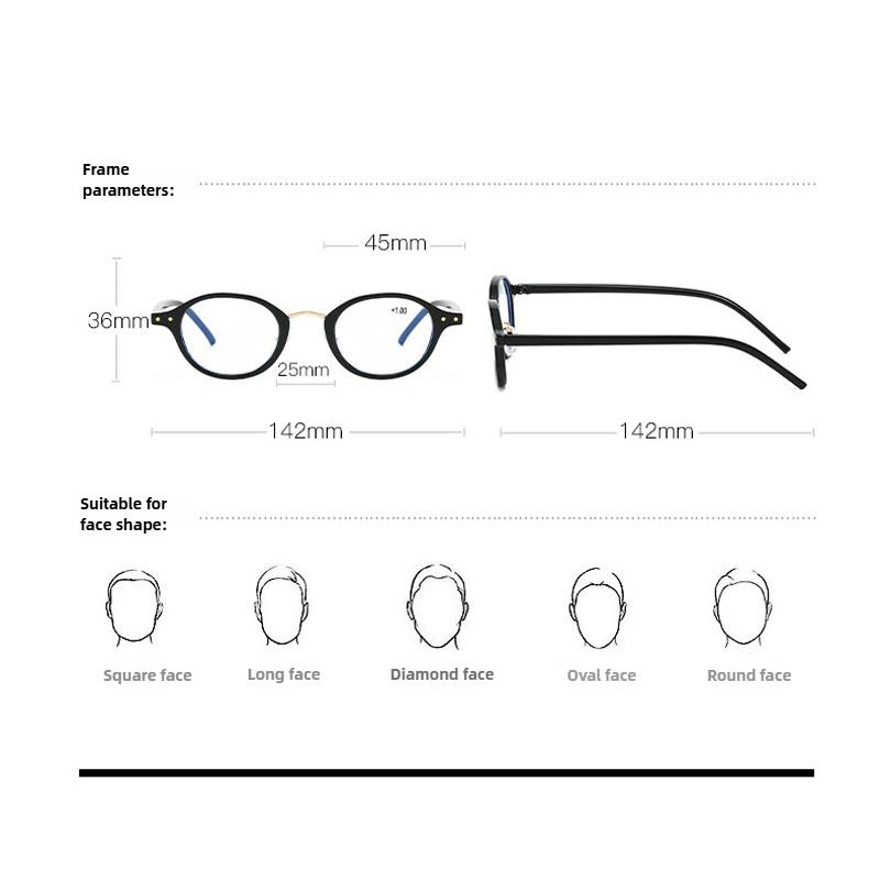 Женские очки для чтения высокой четкости Мужские ретро овальные оправы Пресбиопия Модные очки для дальнозоркости с блокировкой синего света 0+1.0+4.0