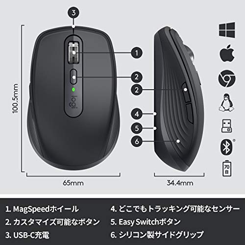 Logitech MX ANYWHERE 3 Wireless Mobile Mouse MX1700GR Unifying Bluetooth High Speed ??Scroll Wheel Rechargeable Wireless Mouse Wireless Mouse Windows