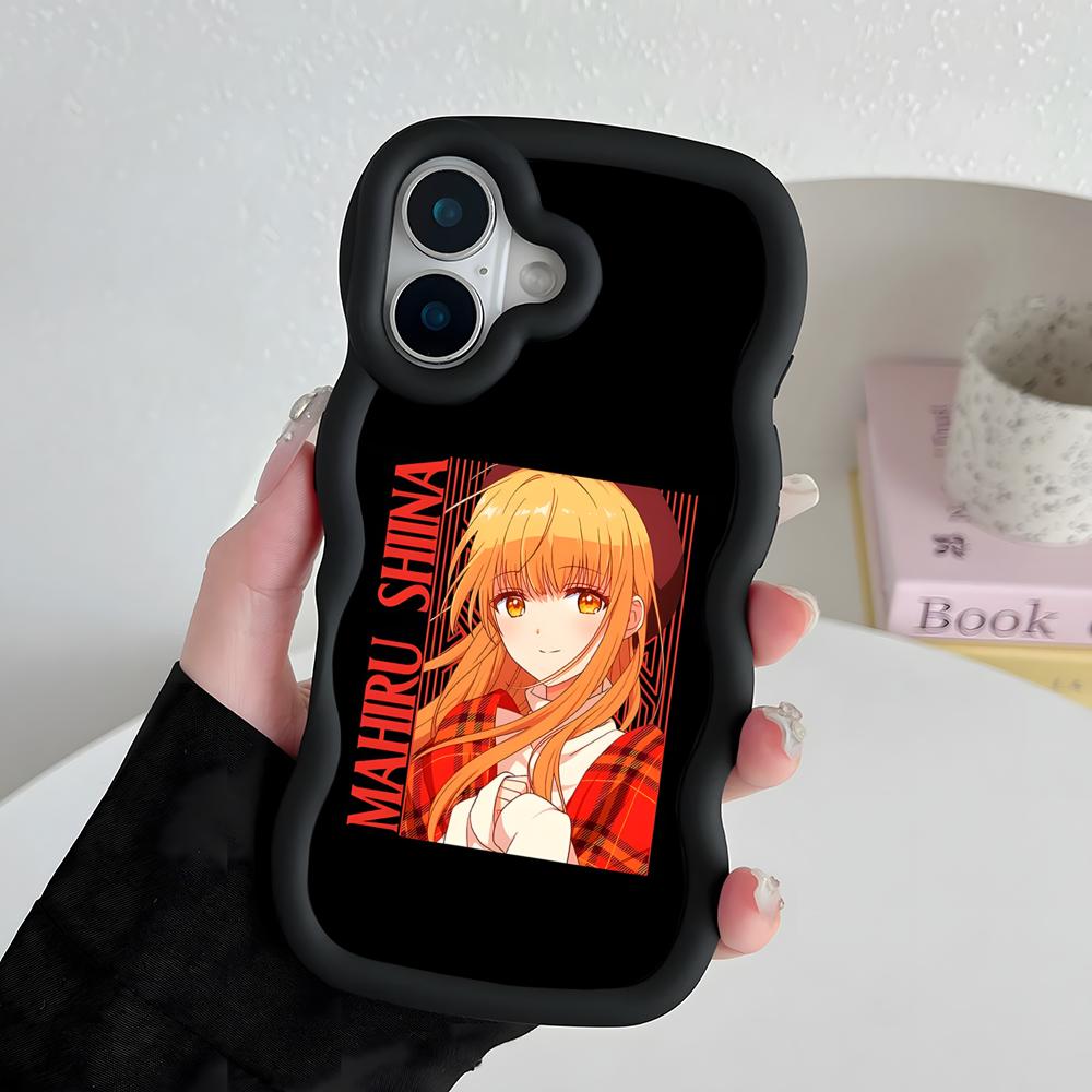 Чехол для телефона Angel Mahiru Shina для iPhone 17 16 15 14 13 12 11 Air Pro Max Plus Черный Мягкий ТПУ Покрытие с волнистым краем