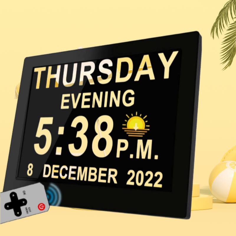 10" Large Dementia Clocks with Date and Day of the Week Digital Desk Wall Clock for Seniors Alzheimer