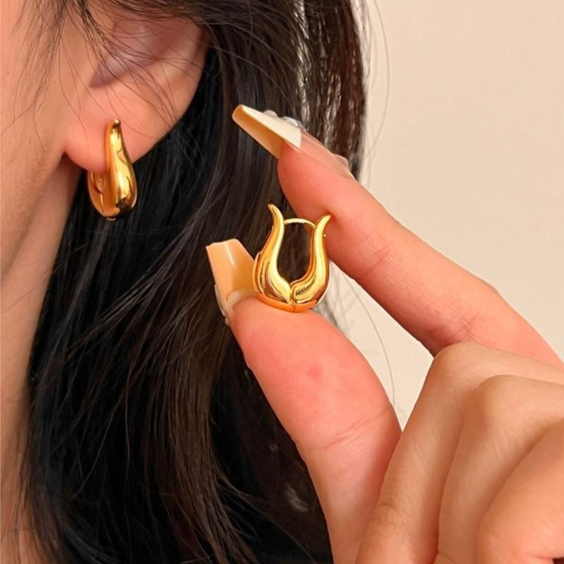 Geometric Simple U Shaped Hoop Earrings for Women French Vintage Ear Buckle Party Jewelry Gifts