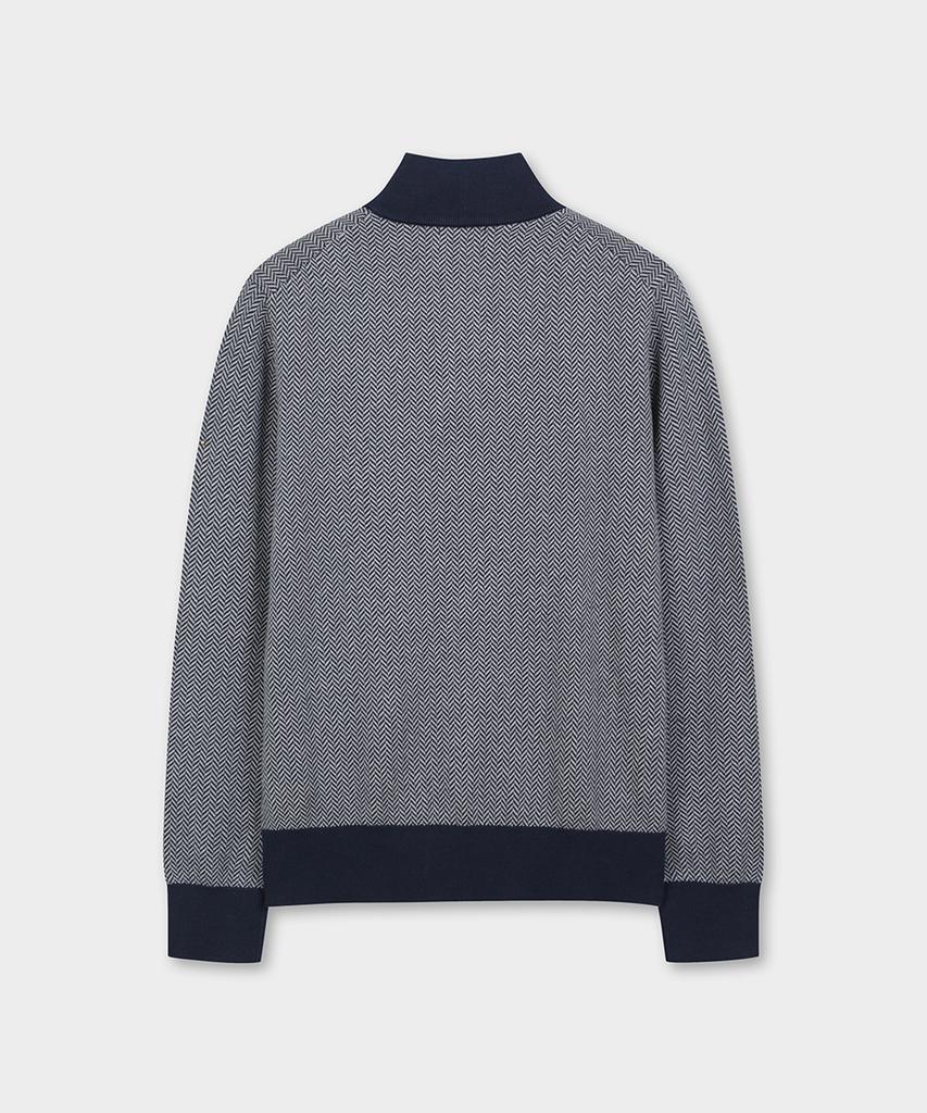 BROOKS BROTHERS Herringbone Half-Zip Sweater (Navy) (Bbwwmf4539Qew)