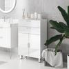 Bathroom cabinet with 2 drawers double-door cupboard and adjustable shelves 60 x 30 x 93 cm glossy white