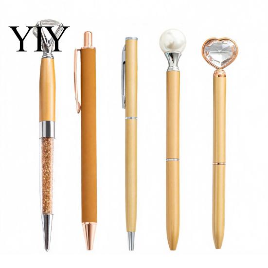 Professional Metal Stationery 5PCS Diamond Ballpoint Pens, with Sparkling Rhinestone Decor, Decorative Gift Pen Smooth Press Mechanism Writing