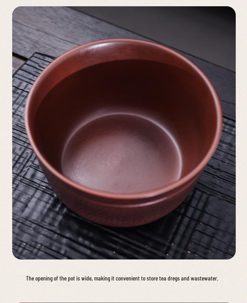 Premium Purple Clay Jianshui Ceramic Tea Wastewater Bowl & Storage Pot Holder