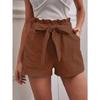 Summer Women's Loose Linen Casual Shorts with Pockets, Solid Color High Waisted Wide Leg Pants