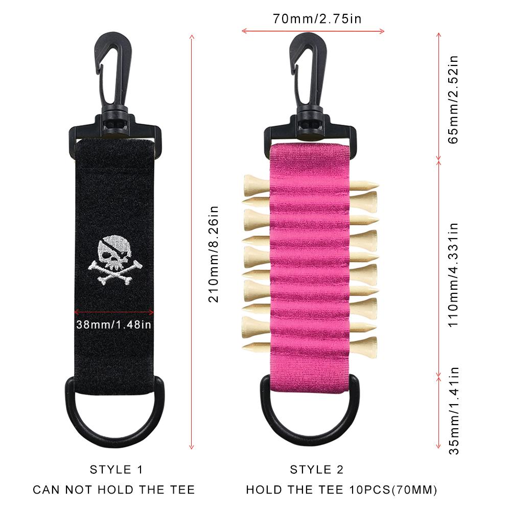 1Pcs Golf Hang Gloves Magic Tape with Carabiner Hook Skull Head Double-sided Small Hanging Can Be Hung On The Ball Bag Or Pants