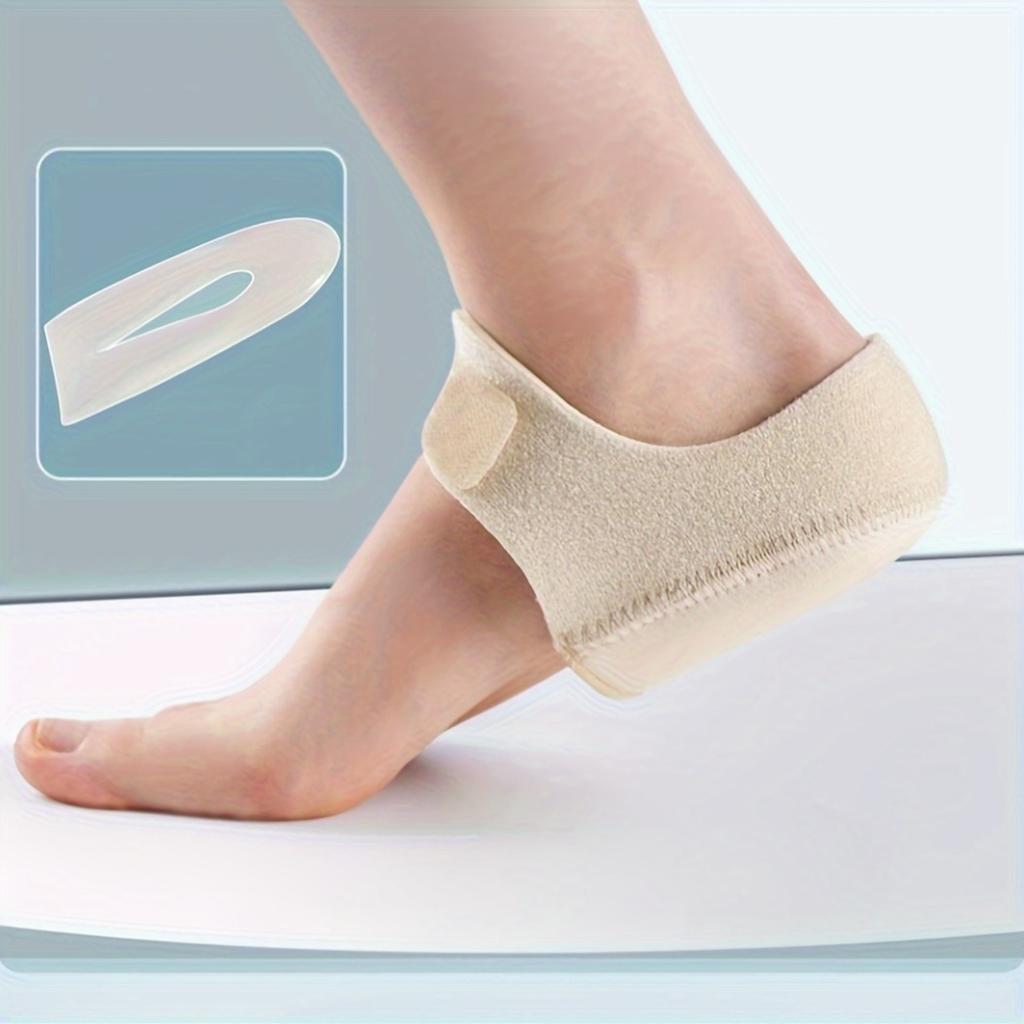[Comfortable Heel Pads] 1 Pair Adjustable Heel Pads with Breathable Fabric & Non-Slip Straps | Comfortable Arch Support for All-Day Wear, Light Beige