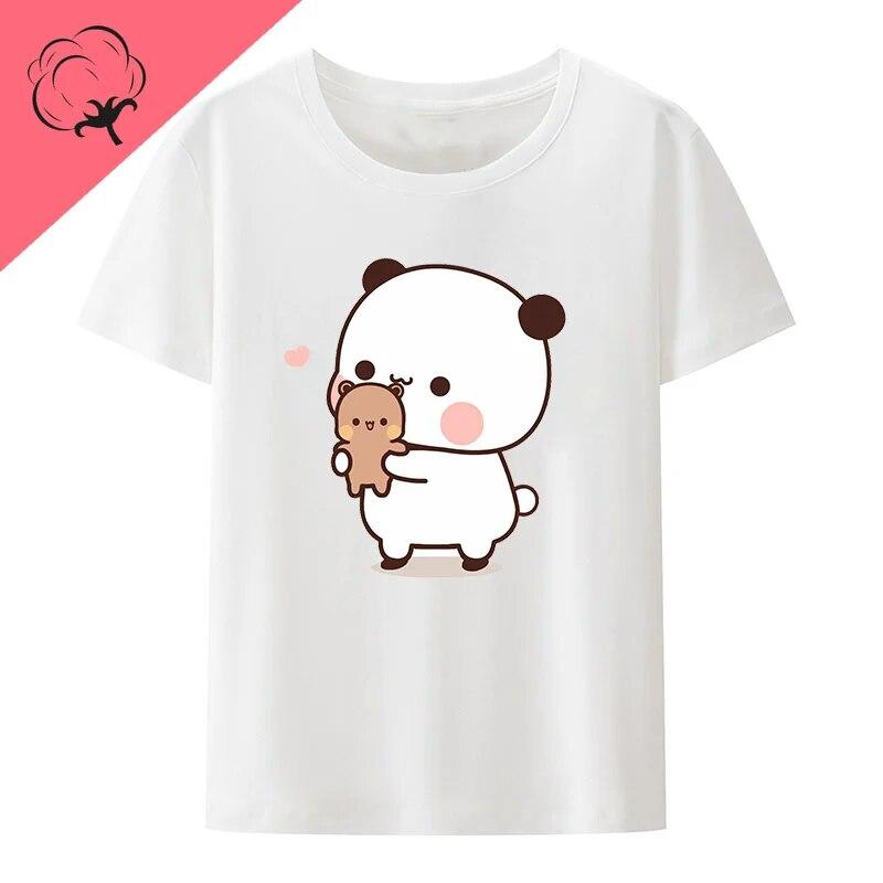 Милый Бубу бросает шлепанцы в Дуду, так как он дразнит Бубу Футболки с медведем Футболка Kawaii WoУнисекс Одежда Топы унисекс Футболки с рисунком