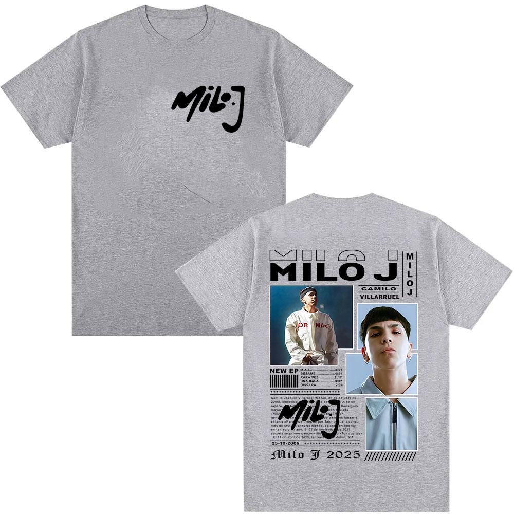 Rapper Milo J Camilo Villarruel Tour 2025 Graphic TShirt Unisex Women Vintage Hip Hop Fashion Oversized Cotton T Shirts Streetwear