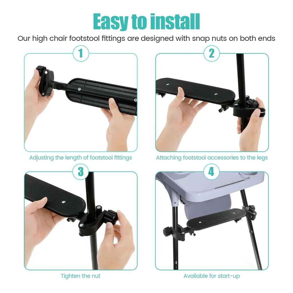 Детский стульчик для кормления Подставка для ног Регулируемая подставка для ног стульчика Нескользящая подножка для детского стульчика Табурет Педаль Младенцы Новорожденные Аксессуары для безопасности