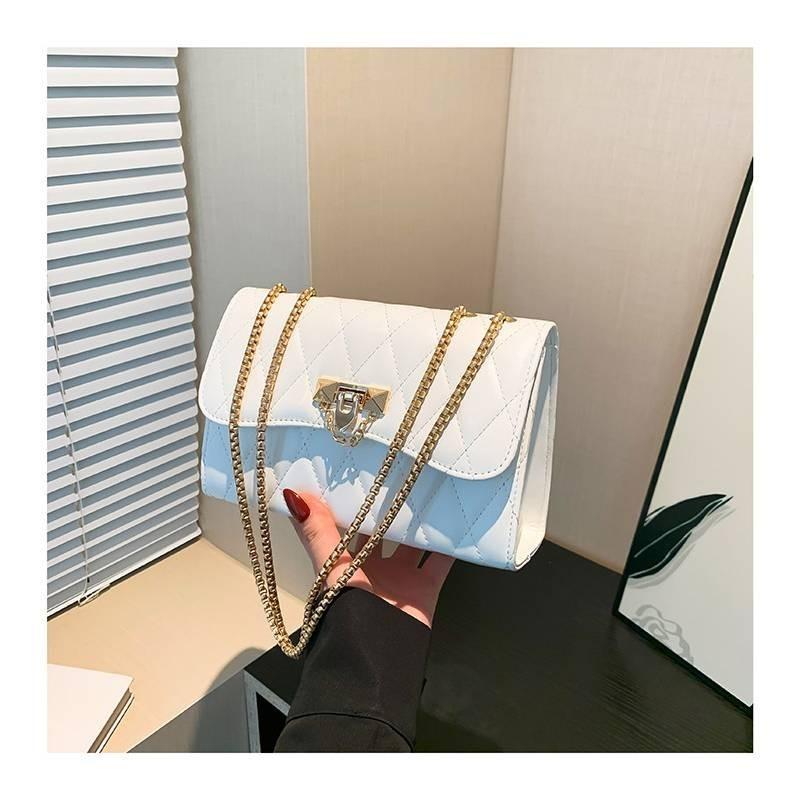 Urban Chic Pu Quilted Lock Buckle Shoulder Bag For Women In Black Beige Pink