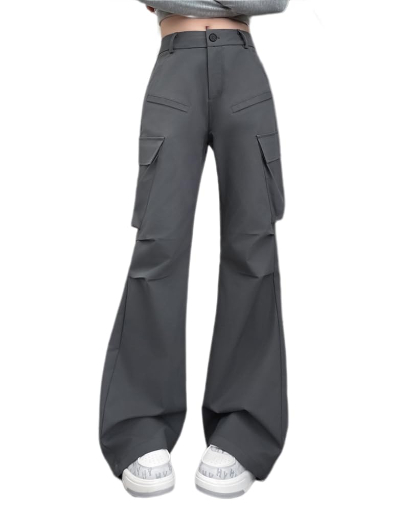 MTUIOY Cargo Street High Fall Gray XL Women's Pants, Flared, Style, Casual, Stretch, Lightweight, Waist, Spring, Summer, - -
