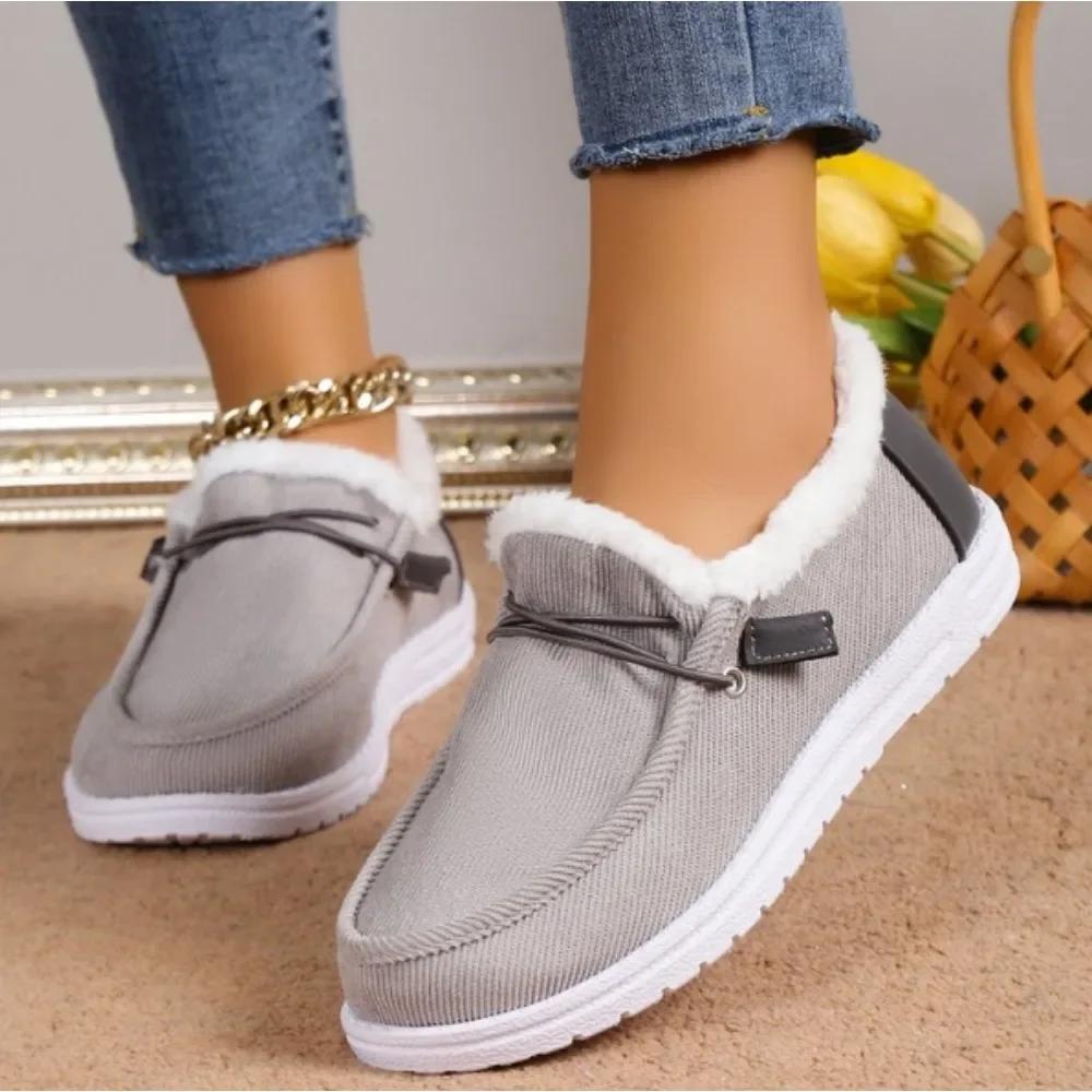 Модные Новые Женские Зимние Ботильоны Слипоны Замшевые Снежные Сапоги Плюшевый Натуральный Мех Теплые Хлопковые Ботинки Уличная Повседневная Женская Обувь на Плоской Подошве