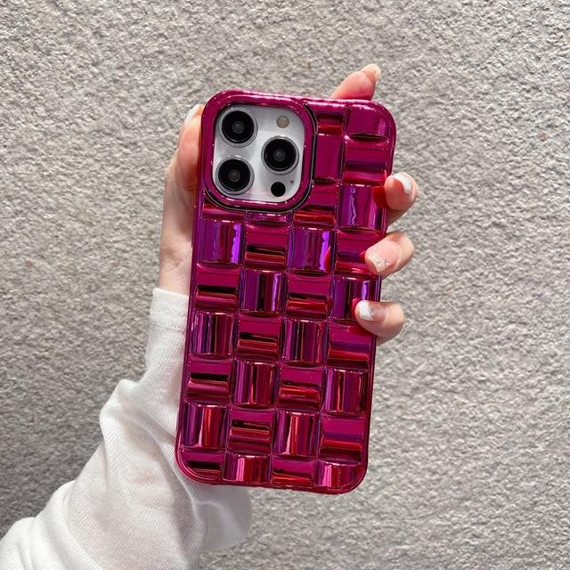 Роскошный чехол для телефона с 3d сетчатым плетением для Iphone 14 11 12 13 Pro Max 14 Plus, мягкий защитный чехол с яркой кожей
