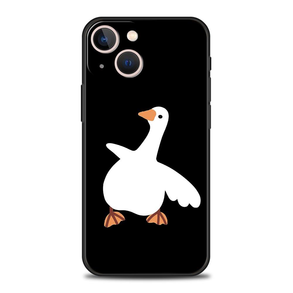 Чехол с рисунком «Сомнение утки» для iPhone 11, 12, 13, 15, 14 Pro Max, чехол для телефона X XR XS 7, 8 Plus SE, 2020, роскошный черный силиконовый чехол, принципиально