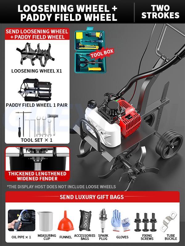 Микрокультиватор Малый сельскохозяйственный бензиновый роторный культиватор Бытовой сельскохозяйственный садовый инвентарь Микропочвообрабатывающая машина 8800 Вт 1200 мл
