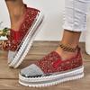 Fashion Trend Colorful Sequin Slip On Thick Sole Women Flat Shoes 2024 New Non-Slip Platform Shoes Ladies Vulcanized Shoes Large Size 45