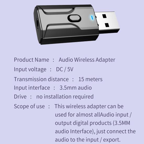 Приемник T02 Передатчик Hands-Free Bluetooth-совместимый V5.0 Многофункциональный черный USB 2-в-1
