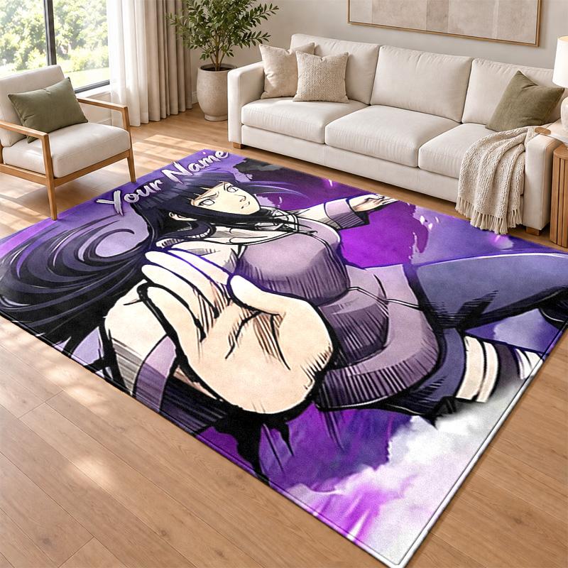 Hyuga Hinata Custom Name Personalized Rug Non‑Slip Doormat Floor Carpet Housewarming Birthday Gift for Family Friends