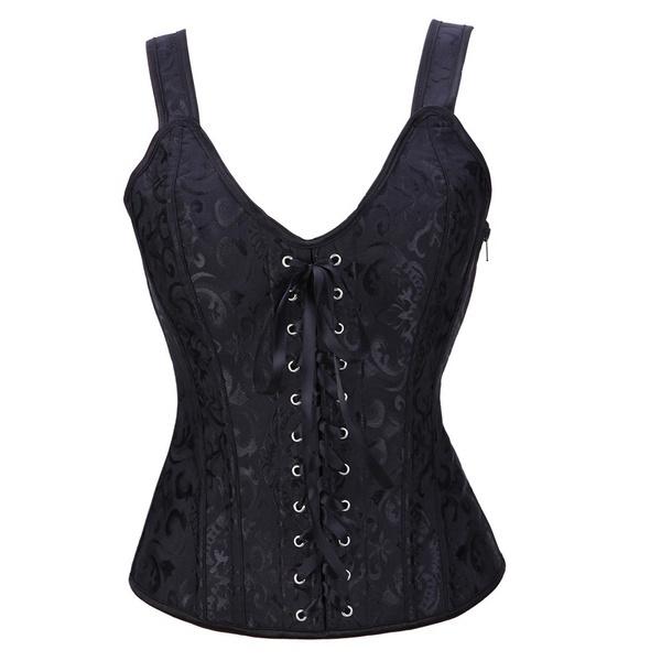 New Women's Brocade Jacquard Shoulder Straps Tank Corset Bustiers