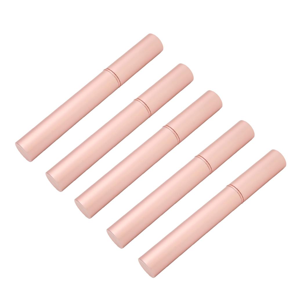 5PCS Empty Mascara Tube Rose Gold Metal Shell Soft Brush Portable Eyelash Container for Make Up