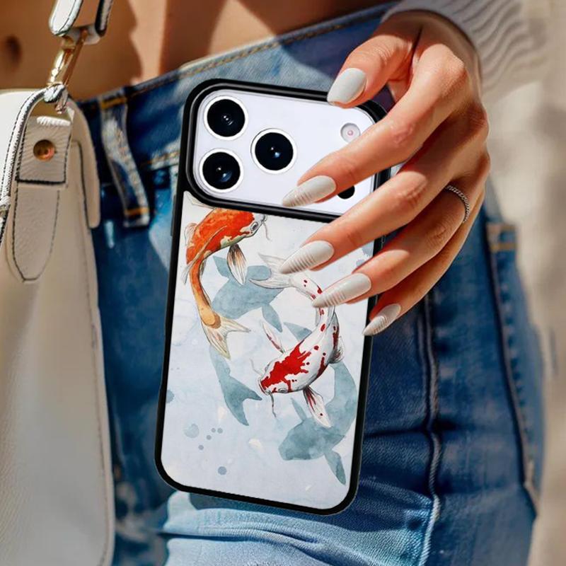 Чехол для телефона 'Инь Ян' с рыбками Кои для iPhone 17 Air 14 15 13 12 Max Чехол для Apple 16e 11 Pro Max Plus Coque