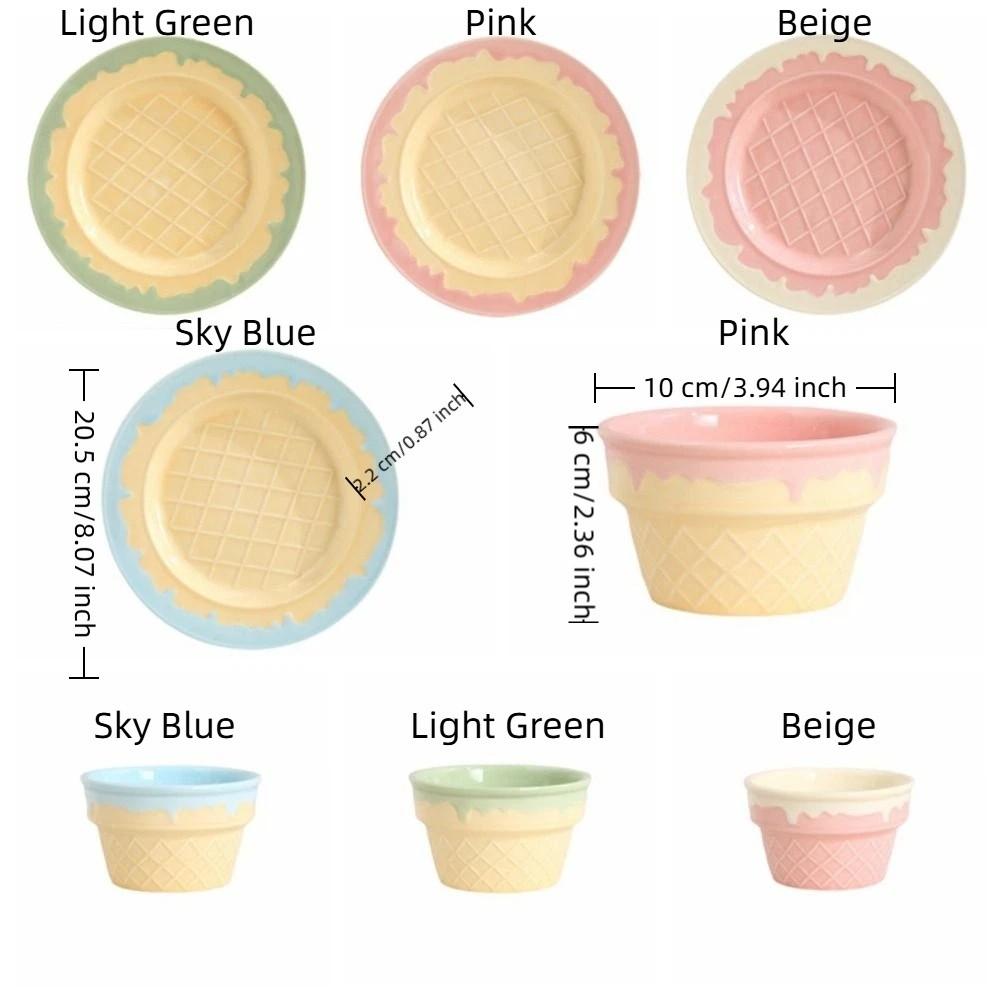 Ice Cream Shaped Ceramic Yogurt Bowl Cream Colored Dining Plate Minimalist Breakfast Plate Cafe