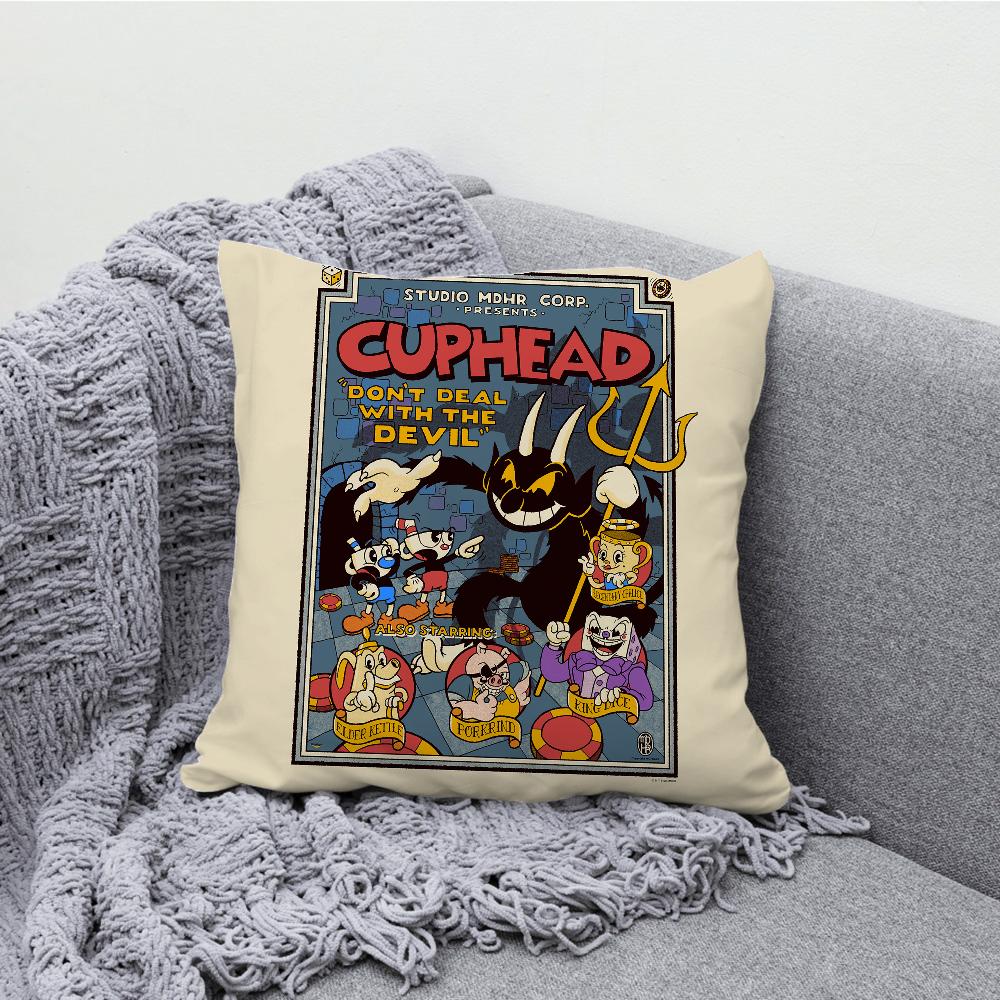 Игра для двух игроков Co Op Чехол на подушку C-Cuphead Мягкий чехол-подушка для декора дивана в деревенском стиле Домашние украшения и Защитный чехол на подушку