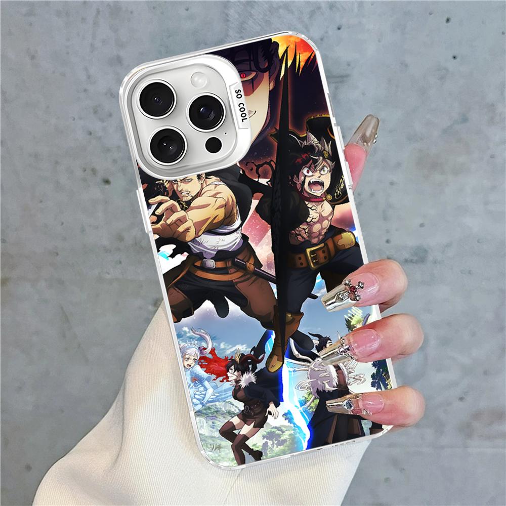 Чехол для телефона Черный клевер Для IPhone 16 15 14 13 12 11 Pro Max X XR XSMAX 8 7 Plus Матовый противоударный задний чехол