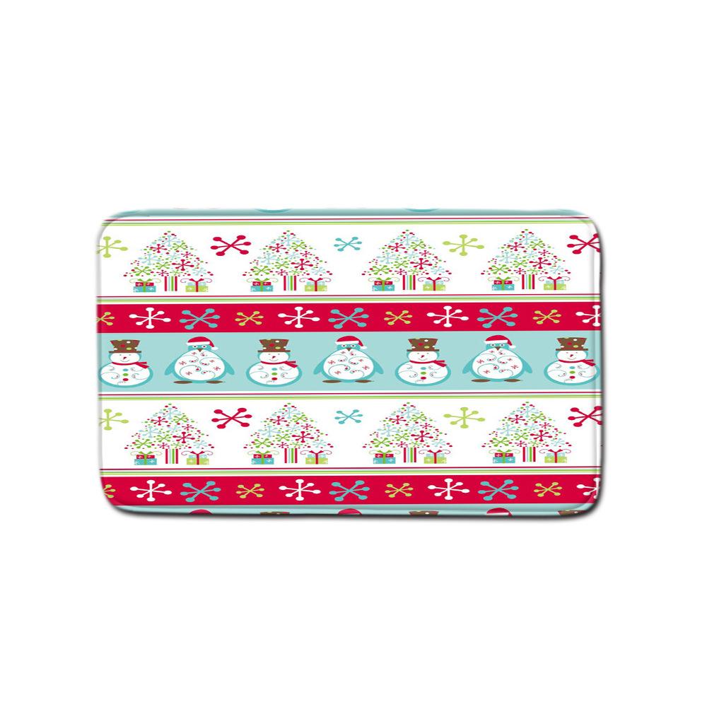 Christmas Waterproof Shower Curtain Four-Piece Combination Floor Mat Entrance Door Mat Bedroom Living Room Carpet