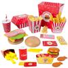 Деревянный Бургер Игровой Домик Кухня Симуляция Еды Картофель Фри Быстрый Набор Притворяться Играть с Детскими Игрушками