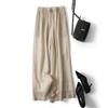 Vintage Cotton Linen Long Wide Leg Pants Women's Summer Thin Casual Loose Drape Nine-Tenths Elastic Waist Culottes