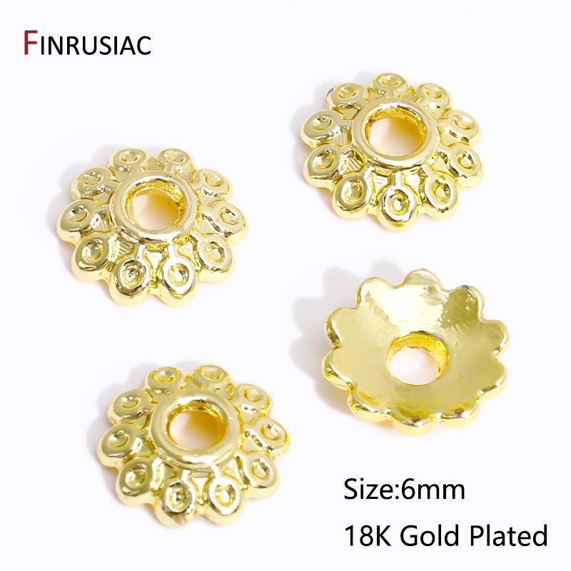 DIY Bracelet Necklace Making Supplies 14/18K Gold Plated Brass Beads Caps Flower End Caps For Beading Jewelry Making Accessories