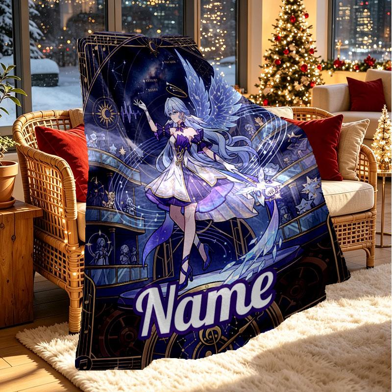 Custom Name Personalized Robin (Honkai Star Rail) Print Blanket, Home Decor, Bedroom, Sofa, Camping, Couch, Gifts for Birthday Christmas