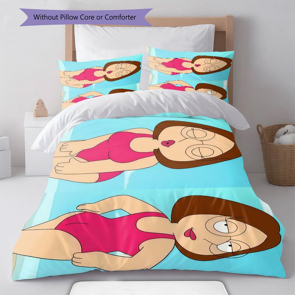 Meg Griffin Pattern Bedding Home Decoration Birthday Gift ( 1 duvet cover + 2 pillowcase, without core),fan merchandise.
