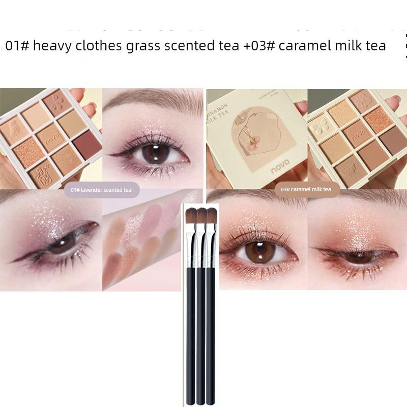 Novo Nine Colors Eye Shadow Plate Genuine Goods 2023 New Arrival Smoky Makeup Matte Shimmer Earth Color Highlight Multi-Functional Multi-Color Series