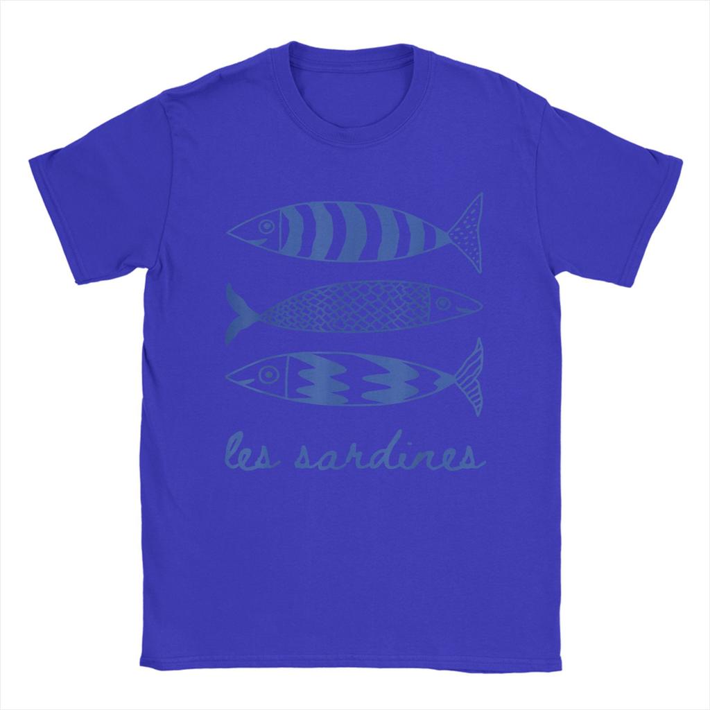 Les Sardines Tinned Fish Graphic Funny T Shirt Men's Cotton Funny T-Shirts O Neck Fisherman Tees Short Sleeve Tops Classic