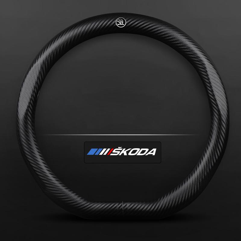 38cm For Skoda VRS Kodiaq Karoq Kamiq Octavia 1 a5 Scala Superb Yeti Fabia ENYAQ Citigo Carbon Fiber Car Steering Wheel Cove ahd631