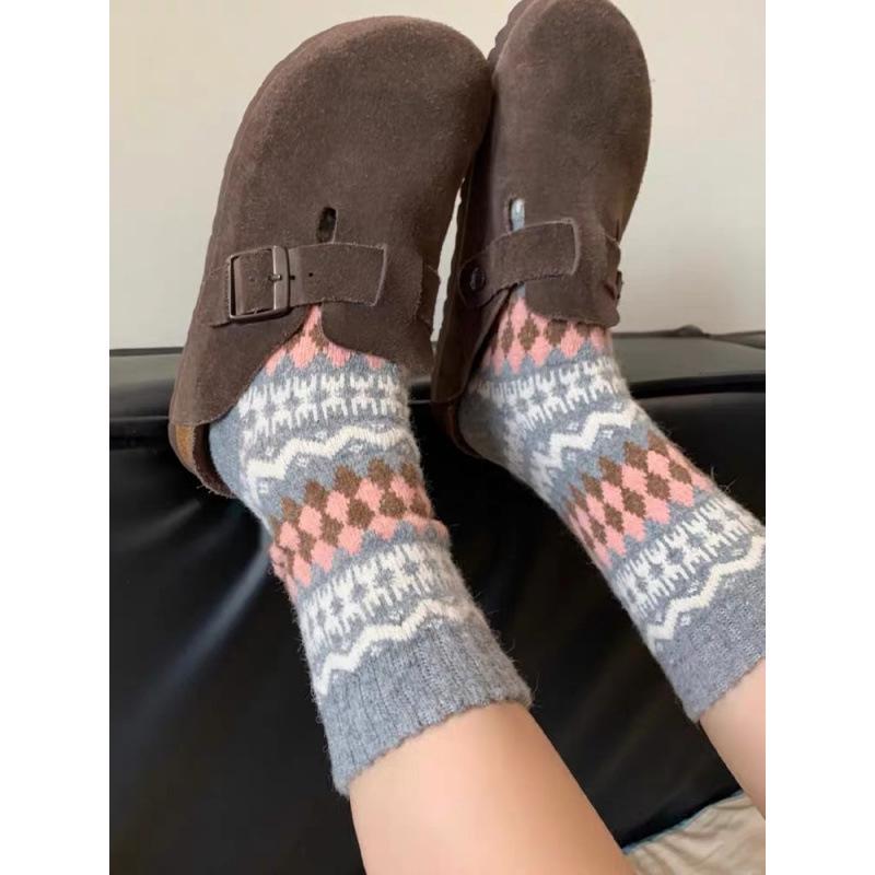 Скандинавские шерстяные носки Fair Isle - Теплые, Ретро-этнические, Очень толстые, Длинные, Зимний стиль