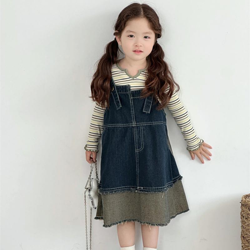 Новое повседневное платье-рубашка из денима в стиле ретро для девочек на весну и осень